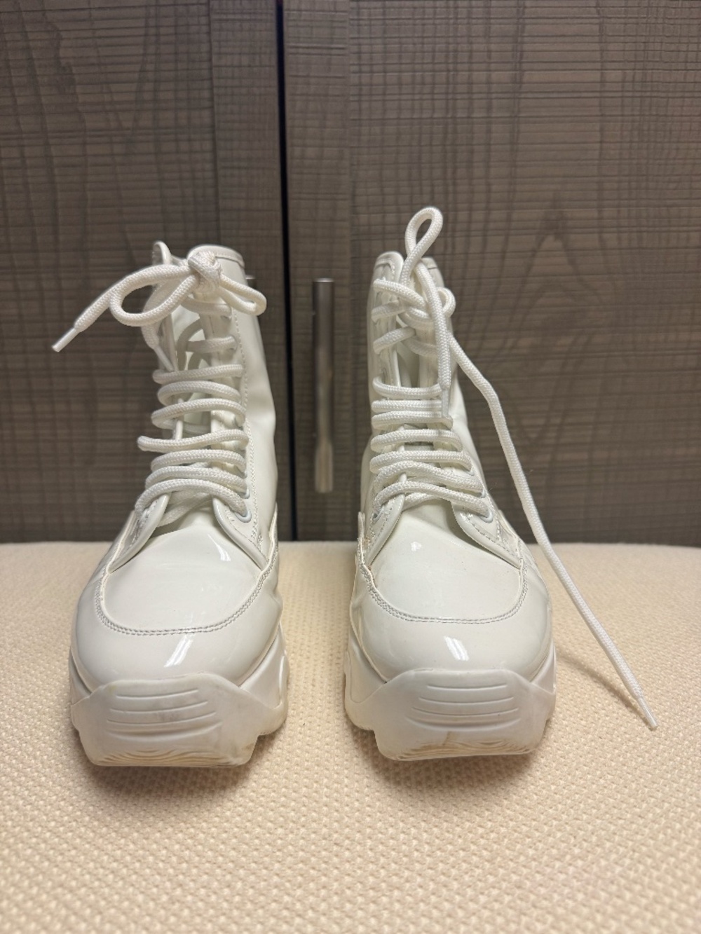 iRi white patent leather boots